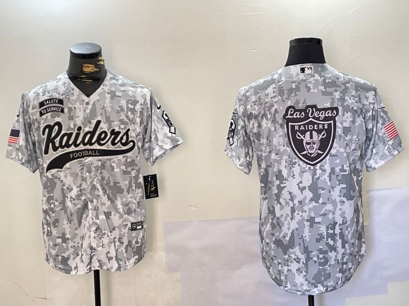 Men Oakland Raiders Blank Nike Arctic Camo 2024 Salute to Service Limited NFL Jersey style 10